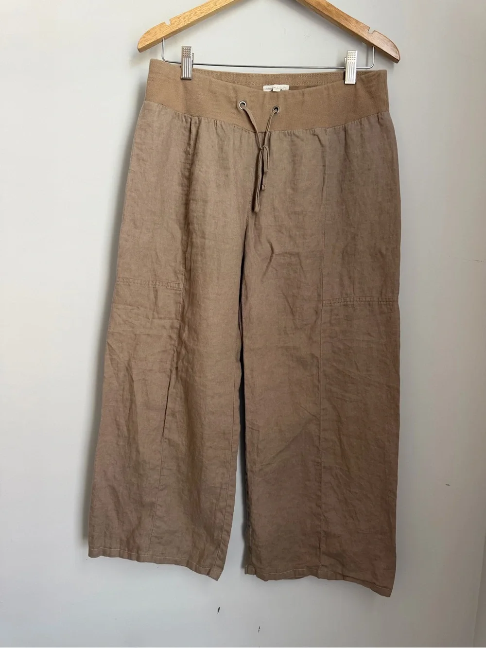 Eileen Fisher Organic Linen Wide Leg Pants Size Small Neutral Tan - Picture 2 of 10